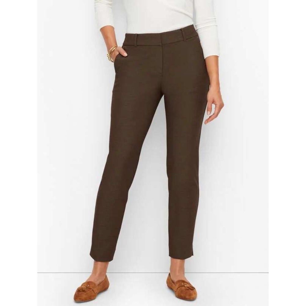 Talbots Hampshire Ankle Pants‎ Brown Slim Straight Career Trousers Size 14